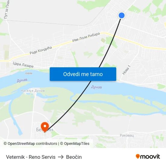Veternik - Reno Servis to Beočin map