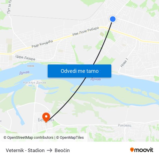 Veternik - Stadion to Beočin map