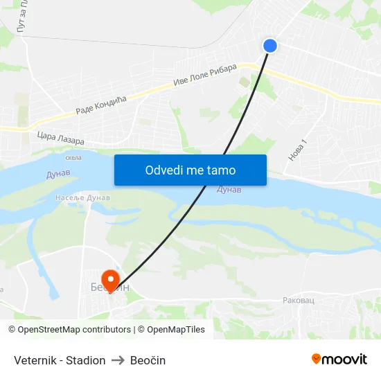 Veternik - Stadion to Beočin map
