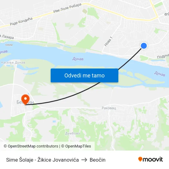Sime Šolaje - Žikice Jovanovića to Beočin map