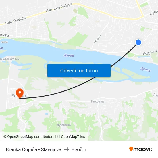 Branka Ćopića - Slavujeva to Beočin map