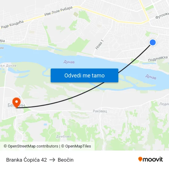 Branka Ćopića 42 to Beočin map
