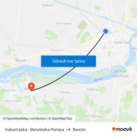 Industrijska - Benzinska Pumpa to Beočin map