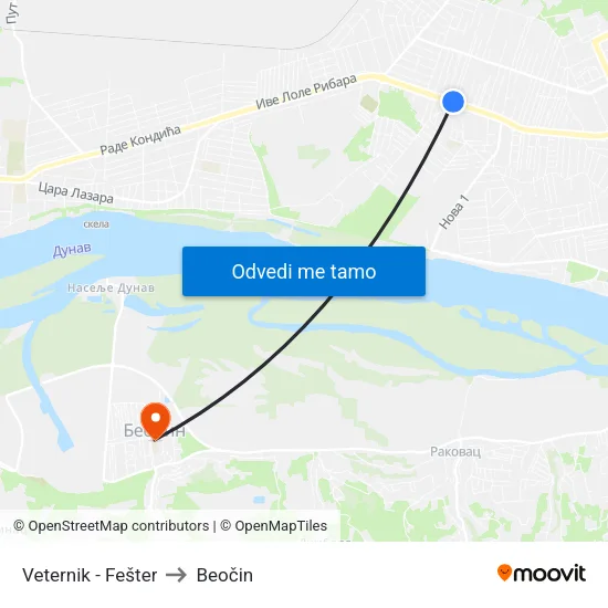 Veternik - Fešter to Beočin map