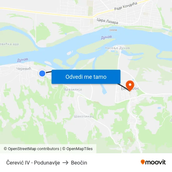 Čerević IV - Podunavlje to Beočin map