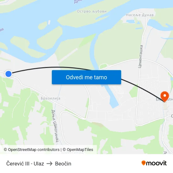 Čerević III - Ulaz to Beočin map