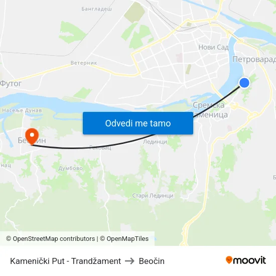 Kamenički Put - Trandžament to Beočin map