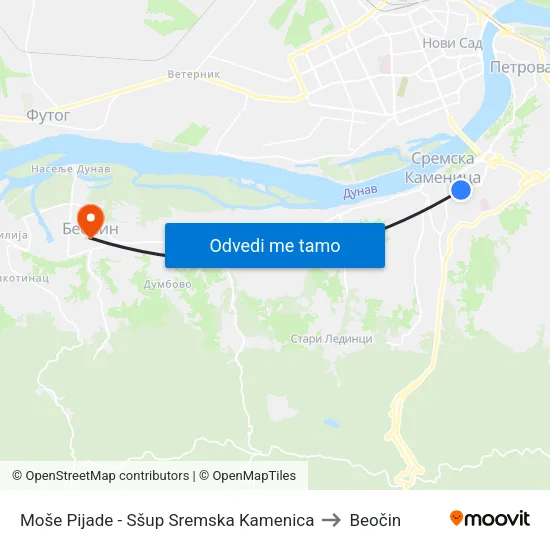 Moše Pijade - Sšup Sremska Kamenica to Beočin map
