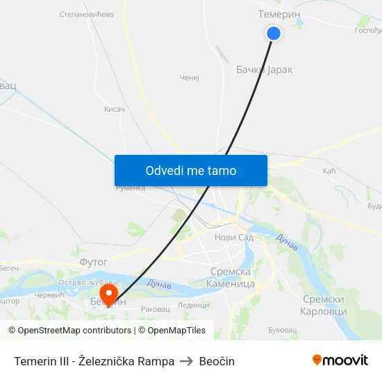 Temerin III - Železnička Rampa to Beočin map