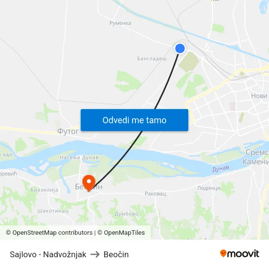 Sajlovo - Nadvožnjak to Beočin map