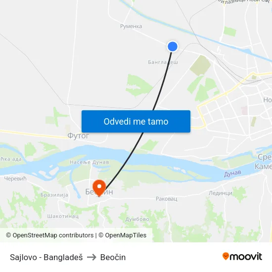 Sajlovo - Bangladeš to Beočin map