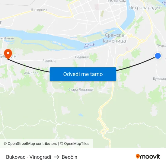 Bukovac - Vinogradi to Beočin map
