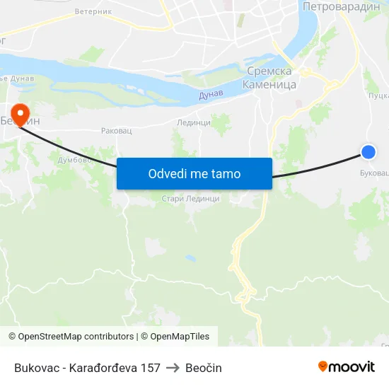 Bukovac - Karađorđeva 157 to Beočin map