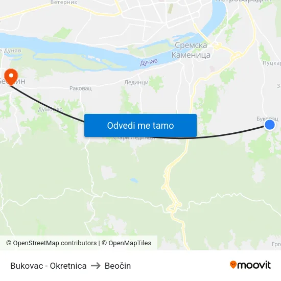 Bukovac - Okretnica to Beočin map