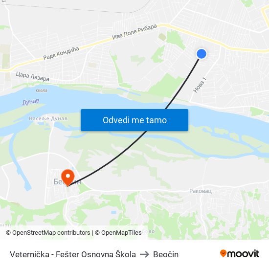 Veternička - Fešter Osnovna Škola to Beočin map