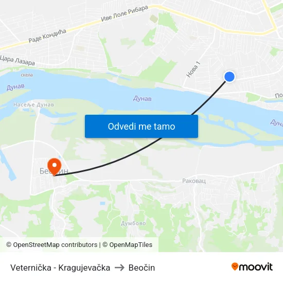 Veternička - Kragujevačka to Beočin map