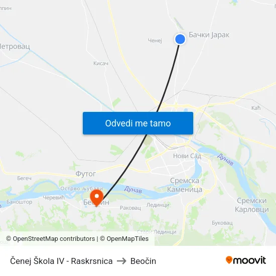 Čenej Škola IV - Raskrsnica to Beočin map