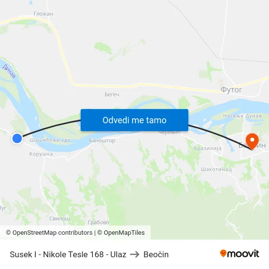 Susek I - Nikole Tesle 168 - Ulaz to Beočin map