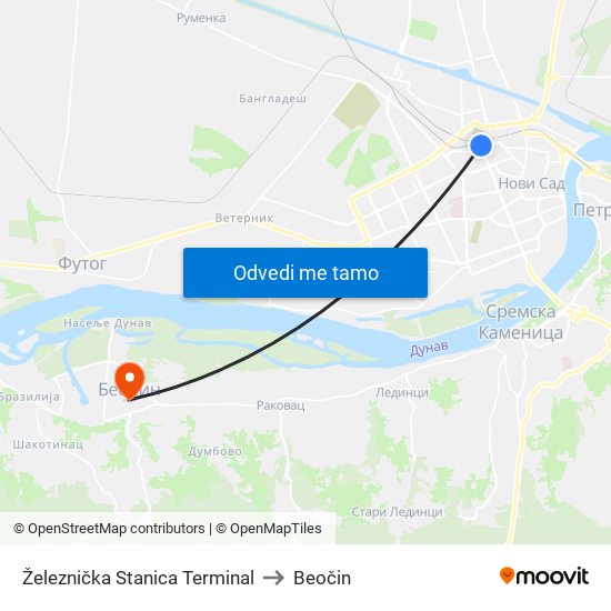 Železnička Stanica Terminal to Beočin map