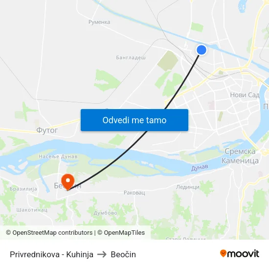 Privrednikova - Kuhinja to Beočin map