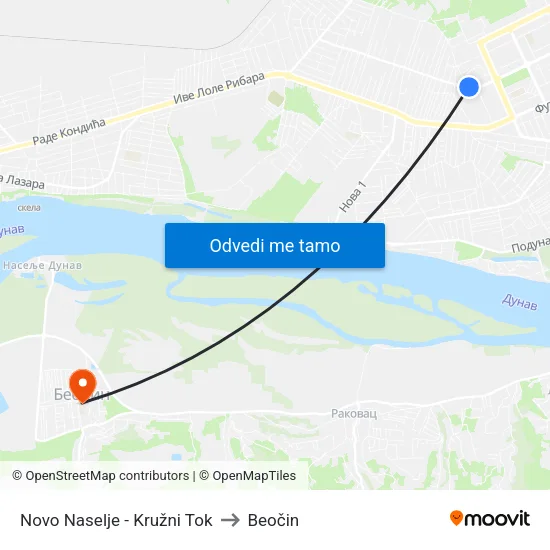 Novo Naselje - Kružni Tok to Beočin map