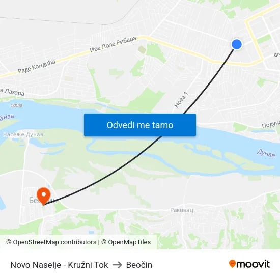 Novo Naselje - Kružni Tok to Beočin map
