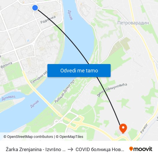 Žarka Zrenjanina - Izvršno Veće to COVID болница Нови Сад map