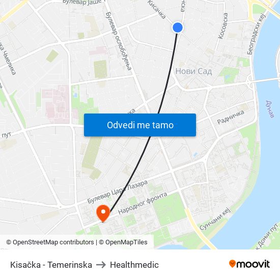 Kisačka - Temerinska to Healthmedic map
