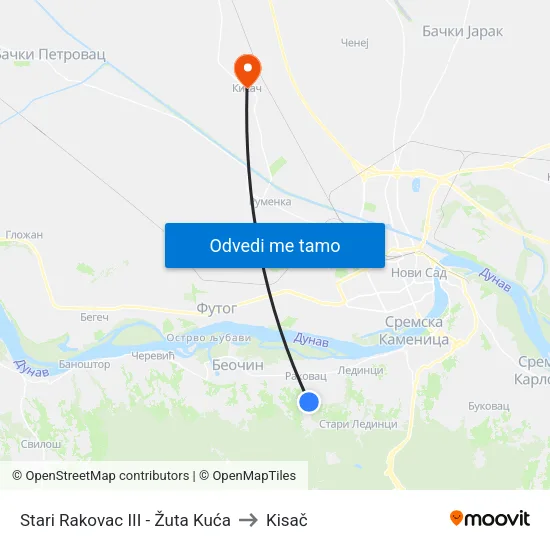 Stari Rakovac III - Žuta Kuća to Kisač map