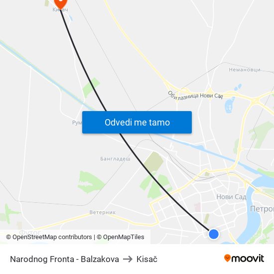 Narodnog Fronta - Balzakova to Kisač map