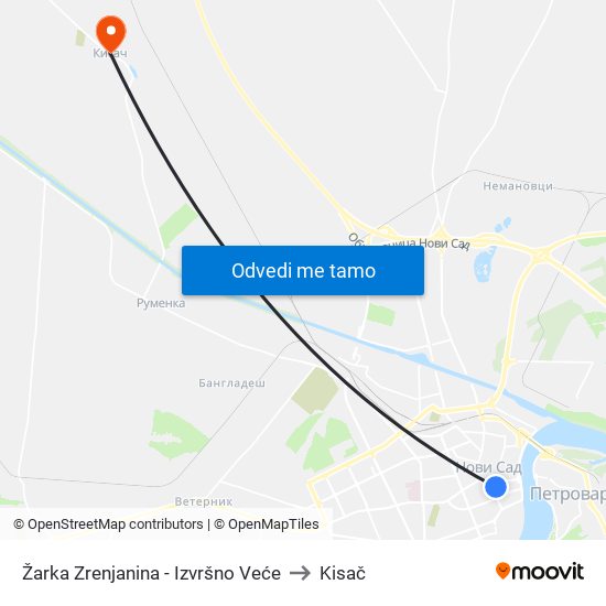 Žarka Zrenjanina - Izvršno Veće to Kisač map