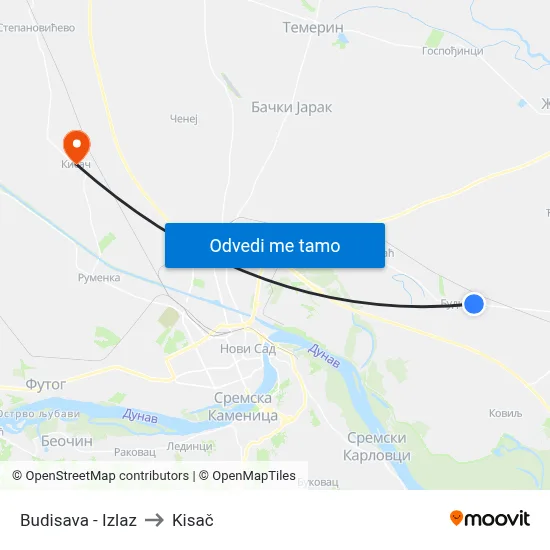 Budisava - Izlaz to Kisač map