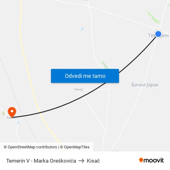 Temerin V - Marka Oreškovića to Kisač map