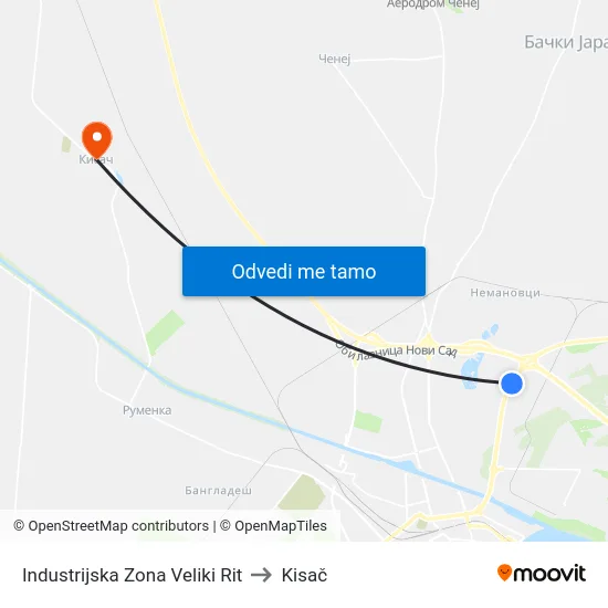 Industrijska Zona Veliki Rit to Kisač map
