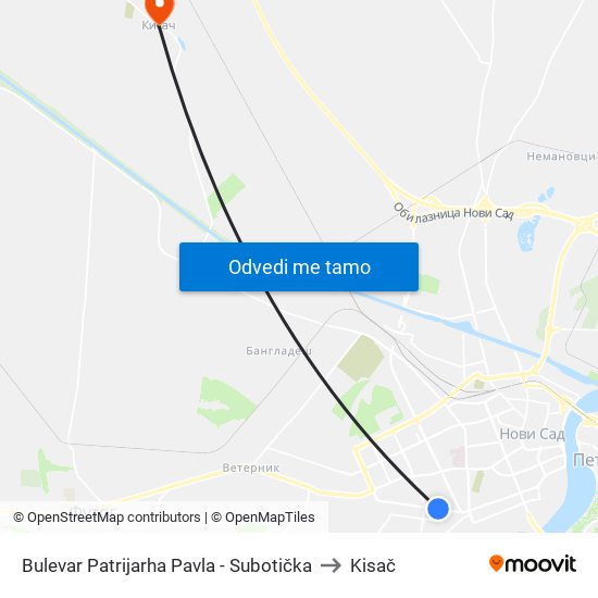 Bulevar Patrijarha Pavla - Subotička to Kisač map