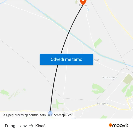 Futog - Izlaz to Kisač map