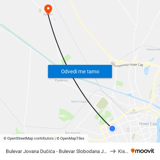 Bulevar Jovana Dučića - Bulevar Slobodana Jovanovića to Kisač map