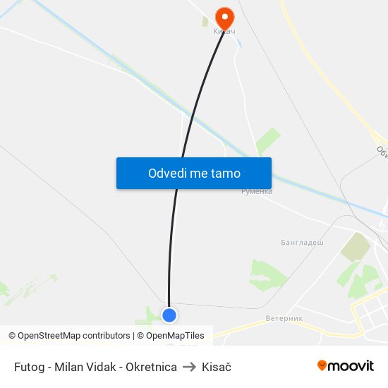 Futog - Milan Vidak - Okretnica to Kisač map