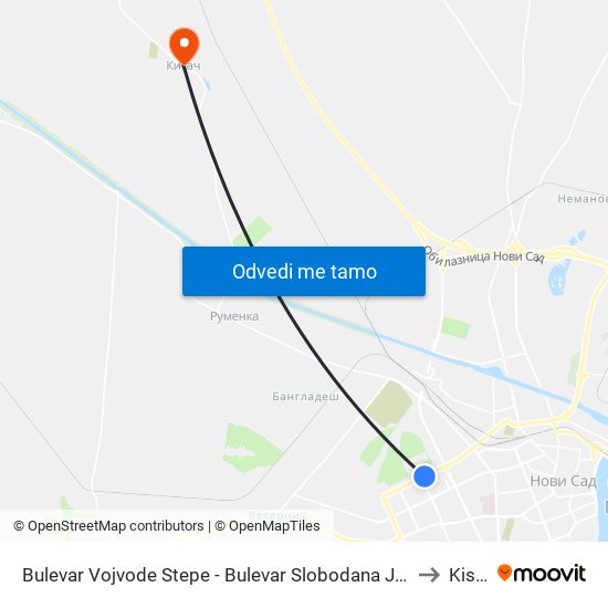 Bulevar Vojvode Stepe - Bulevar Slobodana Jovanovića to Kisač map