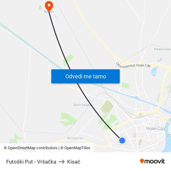 Futoški Put - Vršačka to Kisač map