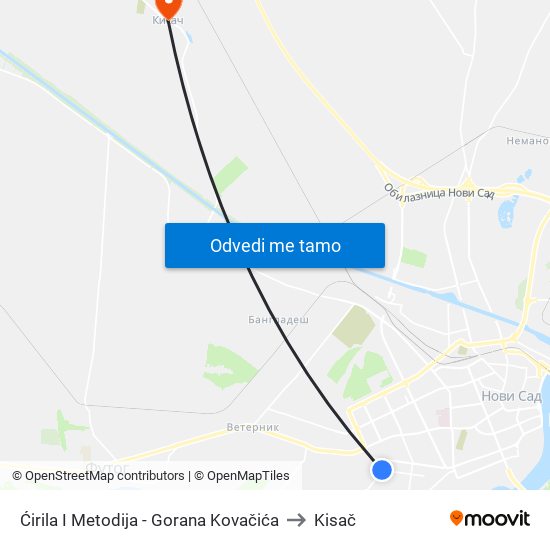 Ćirila I Metodija - Gorana Kovačića to Kisač map