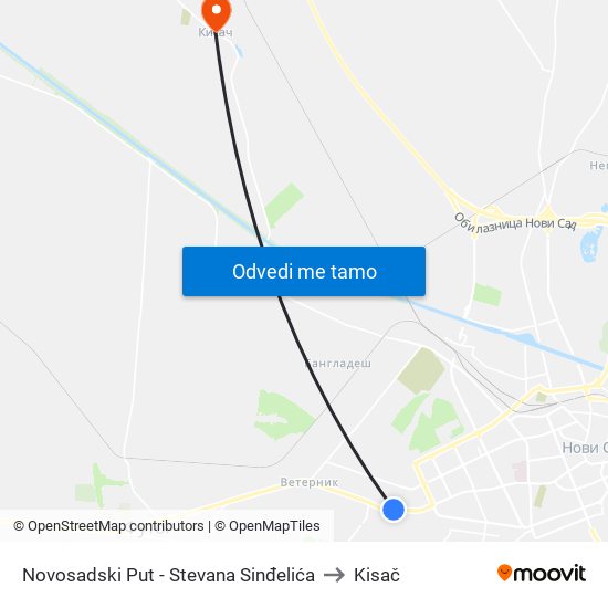 Novosadski Put - Stevana Sinđelića to Kisač map