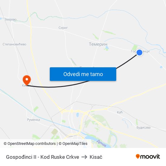 Gospođinci II - Kod Ruske Crkve to Kisač map