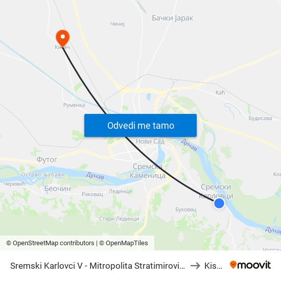 Sremski Karlovci V - Mitropolita Stratimirovića to Kisač map