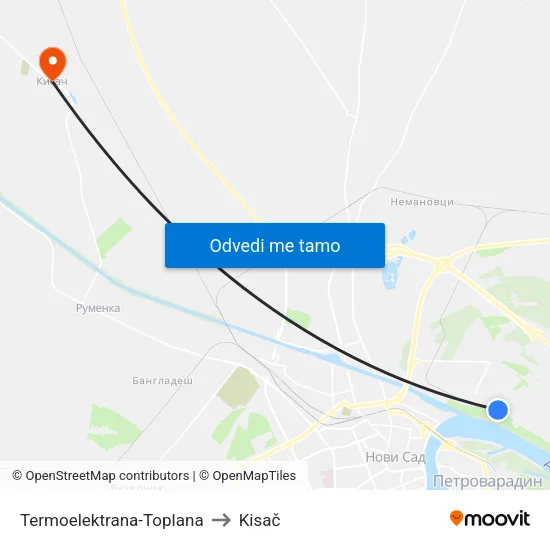 Termoelektrana-Toplana to Kisač map