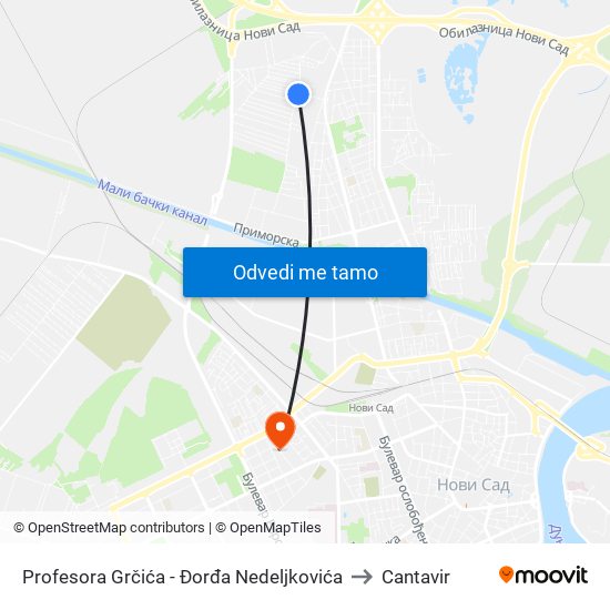 Profesora Grčića - Đorđa Nedeljkovića to Cantavir map