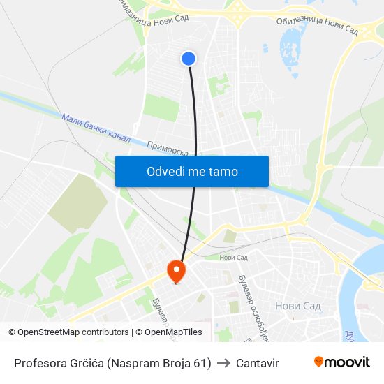 Profesora Grčića (Naspram Broja 61) to Cantavir map