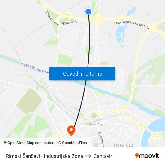 Rimski Šančevi - Industrijska Zona to Cantavir map