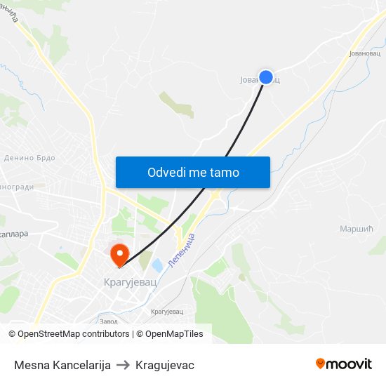 Mesna Kancelarija to Kragujevac map