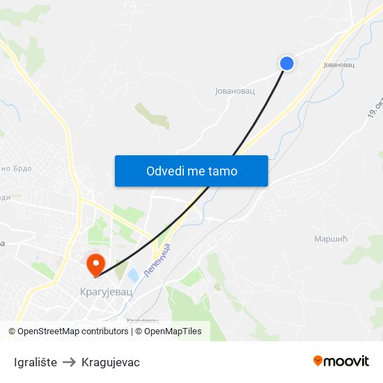 Igralište to Kragujevac map